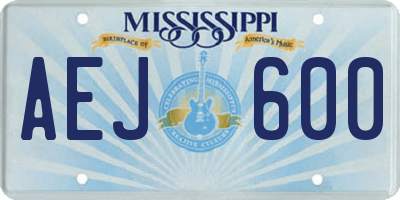 MS license plate AEJ600