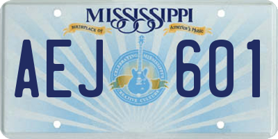 MS license plate AEJ601