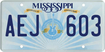 MS license plate AEJ603
