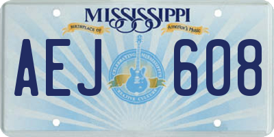 MS license plate AEJ608