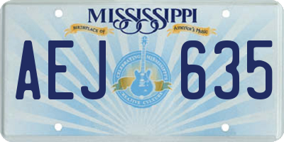 MS license plate AEJ635
