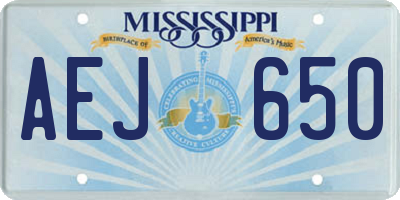 MS license plate AEJ650