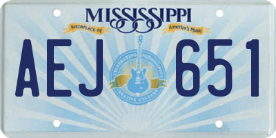 MS license plate AEJ651