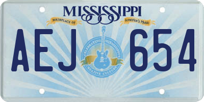 MS license plate AEJ654