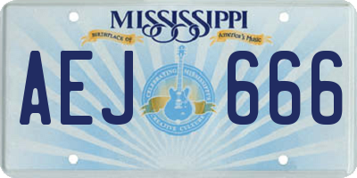 MS license plate AEJ666