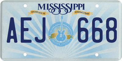 MS license plate AEJ668