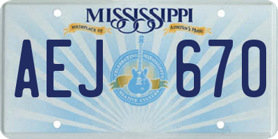 MS license plate AEJ670