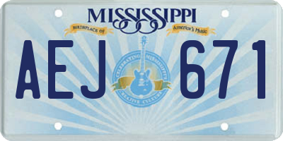 MS license plate AEJ671
