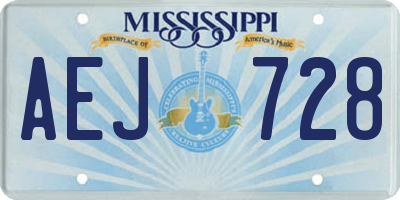 MS license plate AEJ728