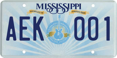 MS license plate AEK001