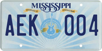 MS license plate AEK004