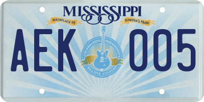MS license plate AEK005