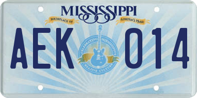 MS license plate AEK014