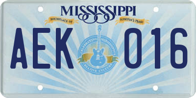 MS license plate AEK016
