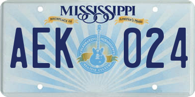 MS license plate AEK024