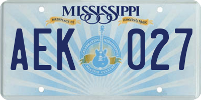 MS license plate AEK027