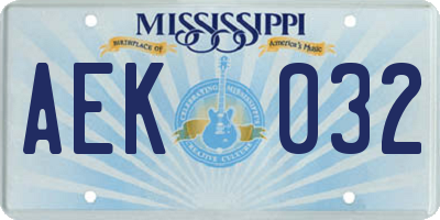 MS license plate AEK032