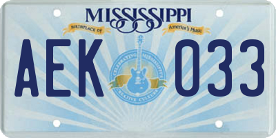 MS license plate AEK033