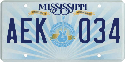 MS license plate AEK034
