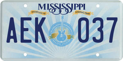 MS license plate AEK037