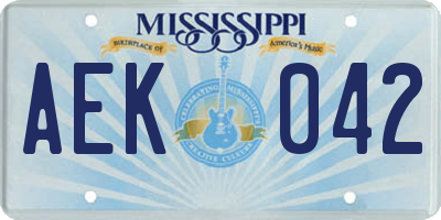 MS license plate AEK042