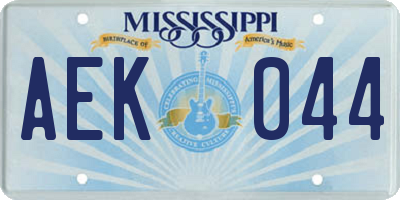 MS license plate AEK044