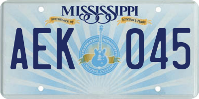 MS license plate AEK045