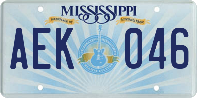 MS license plate AEK046
