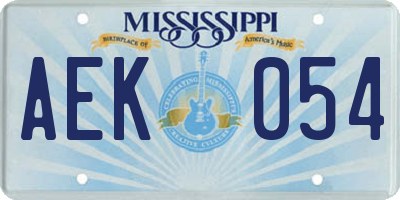 MS license plate AEK054