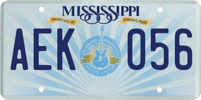 MS license plate AEK056