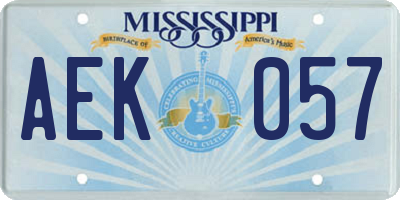 MS license plate AEK057