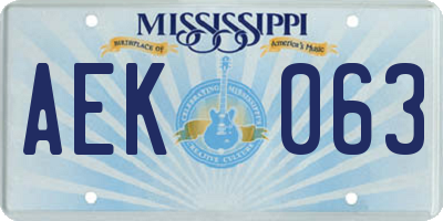 MS license plate AEK063