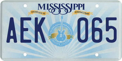 MS license plate AEK065