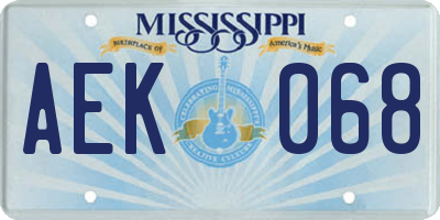 MS license plate AEK068