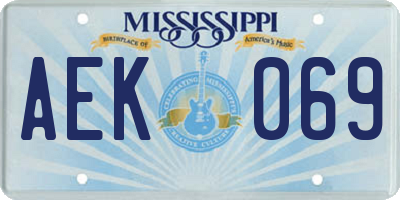 MS license plate AEK069
