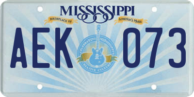 MS license plate AEK073
