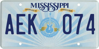 MS license plate AEK074