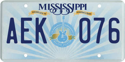 MS license plate AEK076