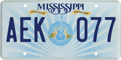 MS license plate AEK077