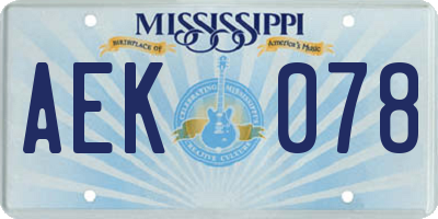 MS license plate AEK078