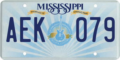 MS license plate AEK079