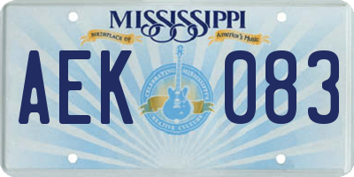 MS license plate AEK083