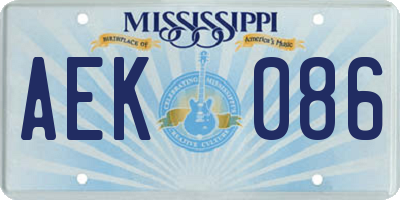 MS license plate AEK086
