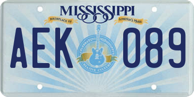 MS license plate AEK089