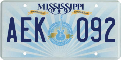 MS license plate AEK092