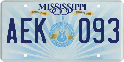 MS license plate AEK093