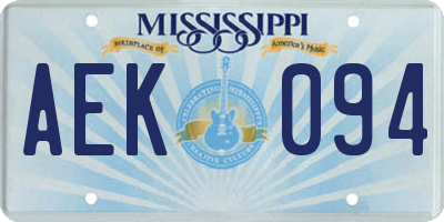 MS license plate AEK094