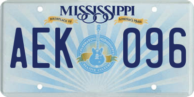 MS license plate AEK096