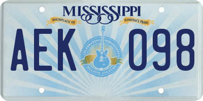 MS license plate AEK098