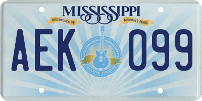 MS license plate AEK099